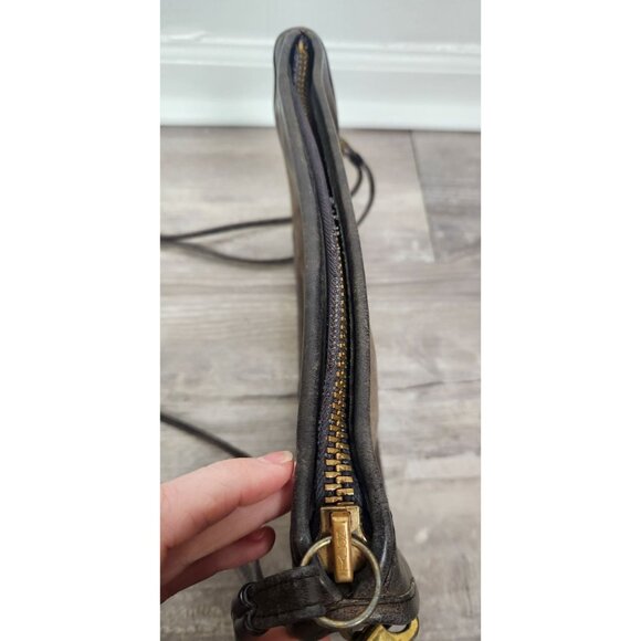 Vintage Coach 5217 Brown Leather Double Strap Crossbody Bag Worn - Picture 2 of 8